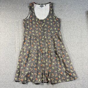 Toad&Co Womens Organic Cotton Floral Tiered Button Front Dress Gray Size M